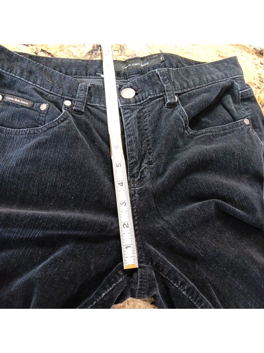 Size 8 X 28 Calvin Klein Jeans Womens Black Velvet Bootcut Mid Rise Pants - Picture 6 of 12